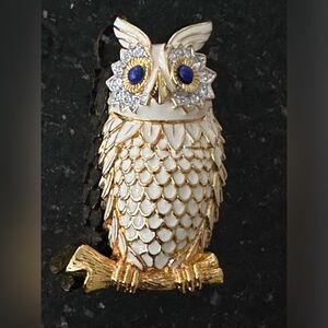 New KJL Kenneth Jay Lane brooch pin owl enamel